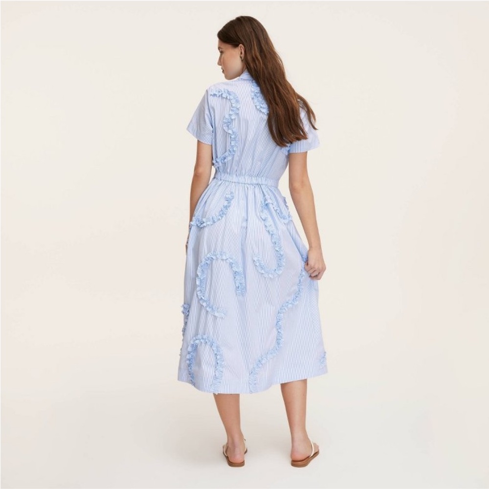 KATE SPADE NWT ribbon short sleeve midi striped shirt dress -blue/white - Picture 2 of 8